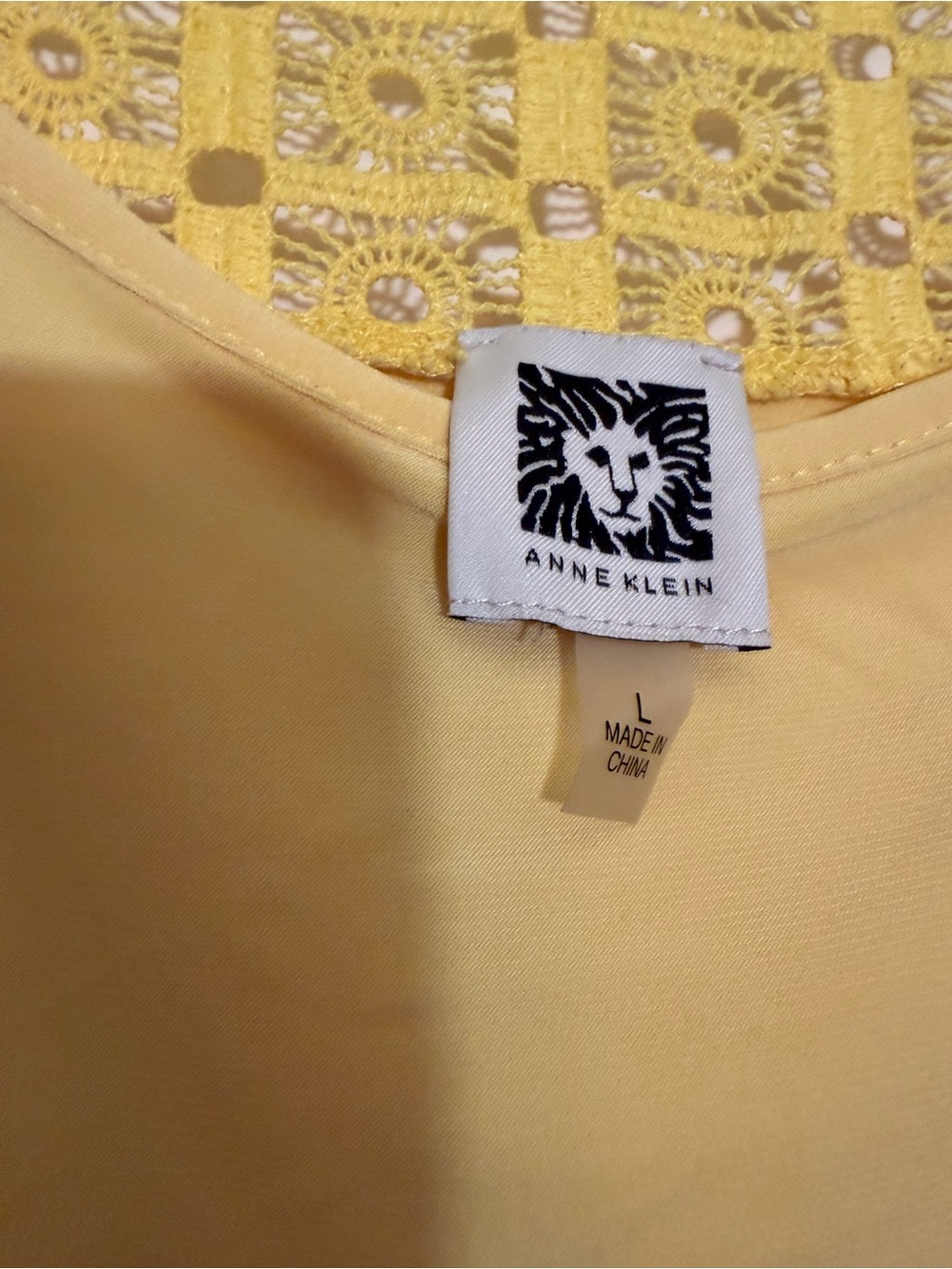 Anne Klein Lemon Crochet Yoke Top